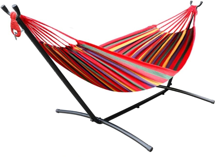 Hamac de gradina cu suport metalic, Zola, material textil, dimensiune hamac 185 x 80 cm, greutate suportata 150 kg, 265 x 100 x 95 cm, cadru din otel Hamac de gradina cu suport metalic, Zola, material textil, dimensiune hamac 185 x 80 cm, greutate suportata 150 kg, 265 x 100 x 95 cm, cadru din otel